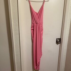 Pink Sleeveless V-Neck Jumpsuit